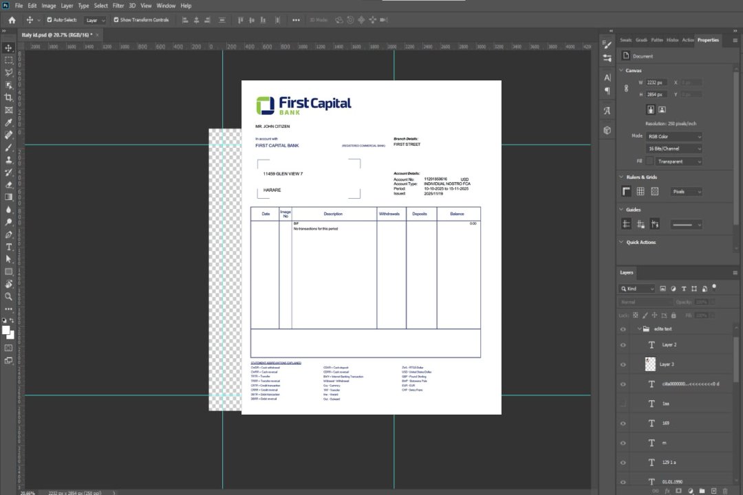 Modèle Word et PDF de relevé de compte de la Zambia First Capital Bank template Modèle Word et PDF de relevé de compte de la Zambia First Capital Bank template